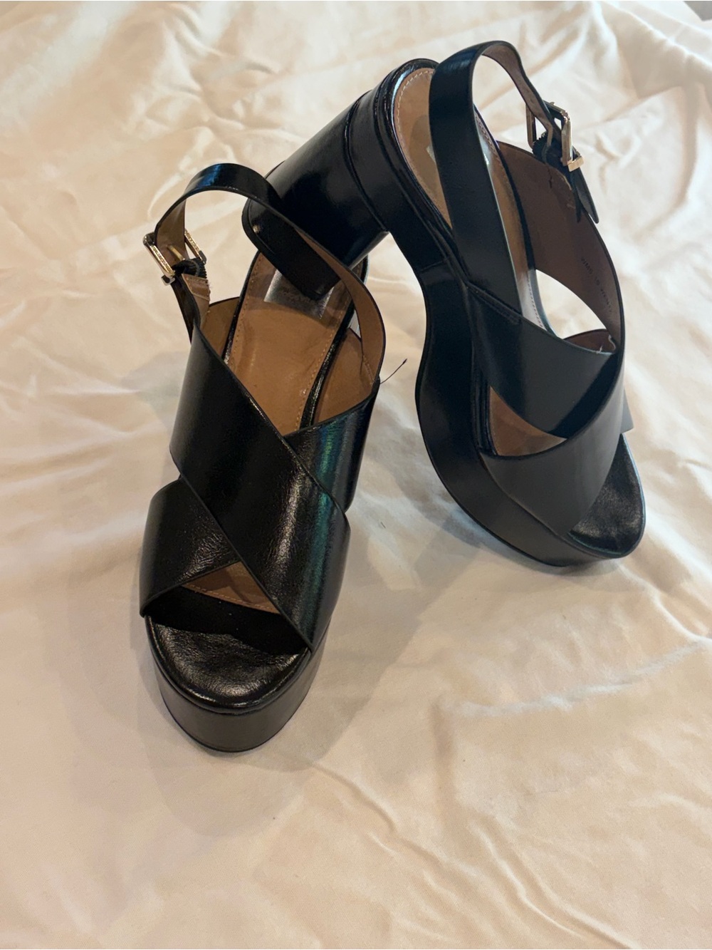 Dolce Vita Womens Black Leather Platform Sandals - Slingback Heel, W10